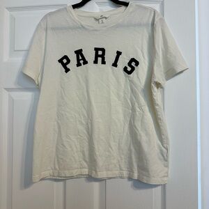 H&M Cream Tee with Black 'PARIS' Print